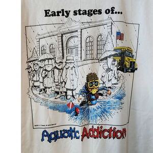 Vintage New Aquatic Addiction 2XL Diving Shirt Funny Tee School Snorkel